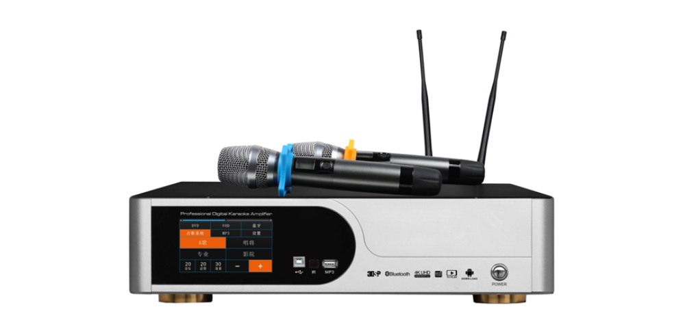 四合一音視頻智能一體機（功放+無線一拖二話筒+效果器+點歌係統）PC600