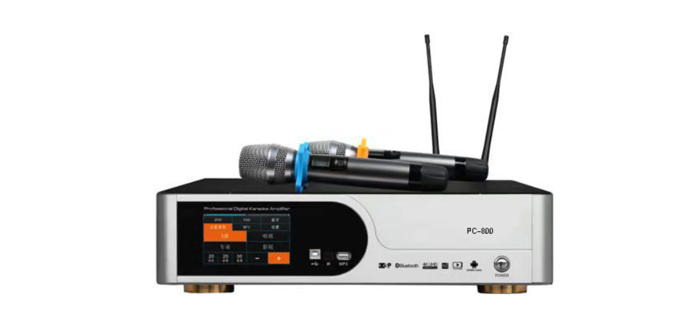 四合一音視頻智能一體機（功放+無線一拖二話筒+效果器+點歌係統）PC800